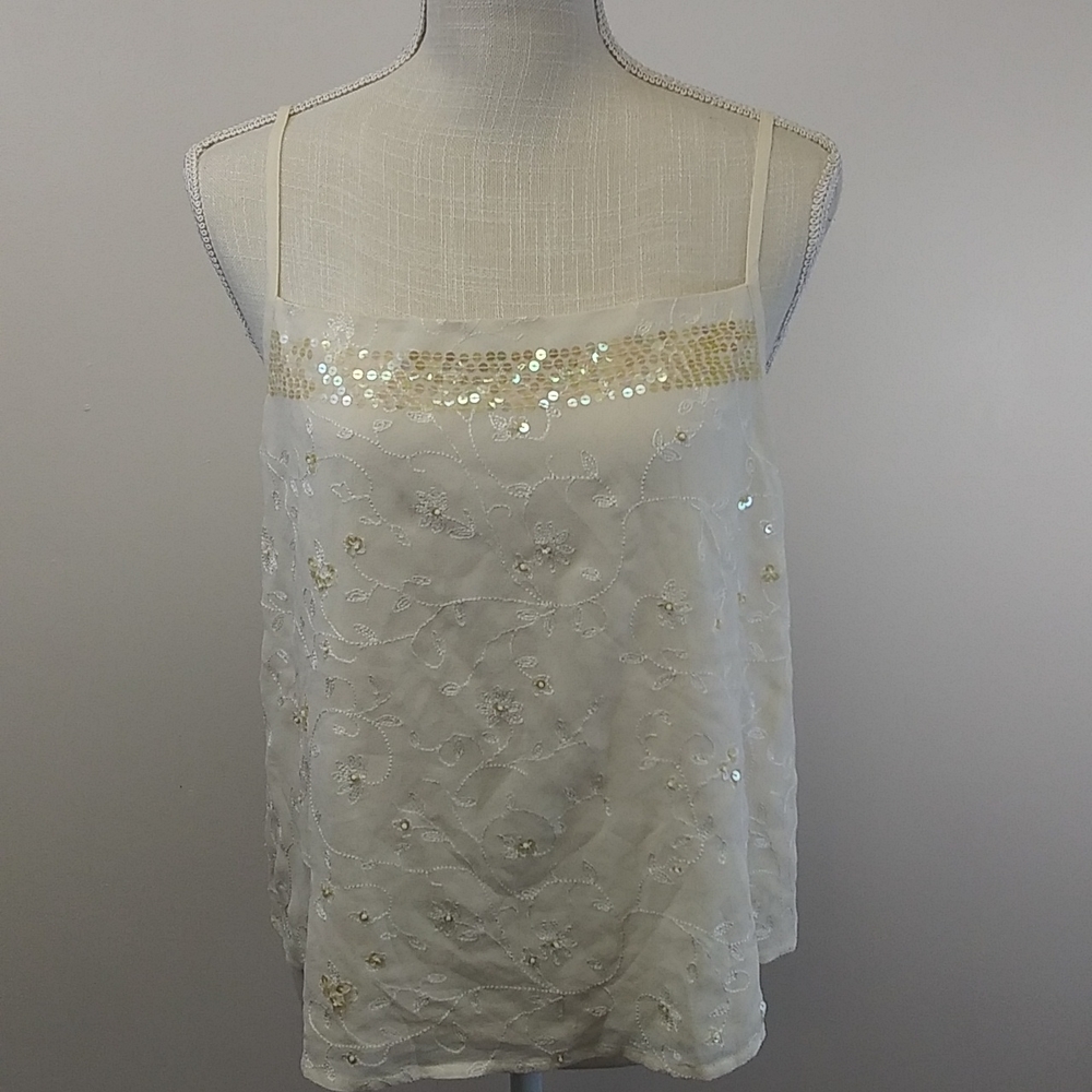 Vintage Laura Ashley 100% Silk and Sequin Top